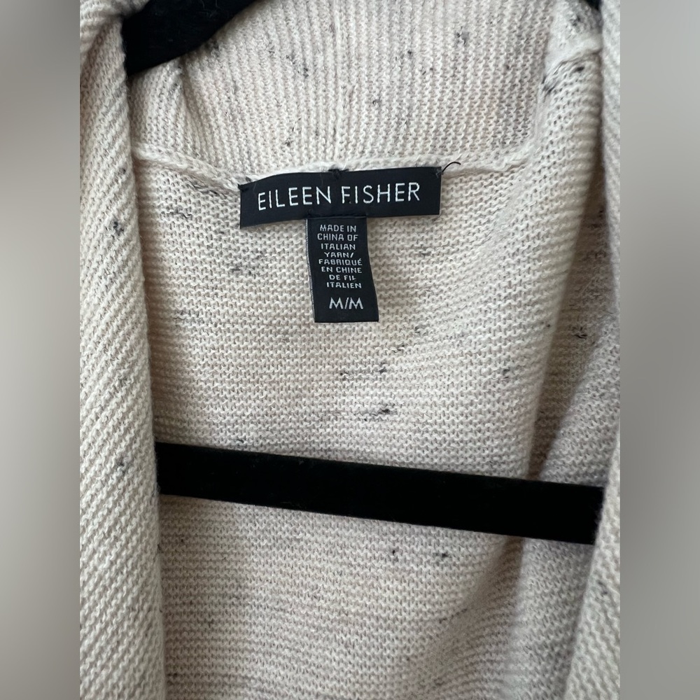 Eileen Fisher Cream Open Front Cardigan - Picture 4 of 5